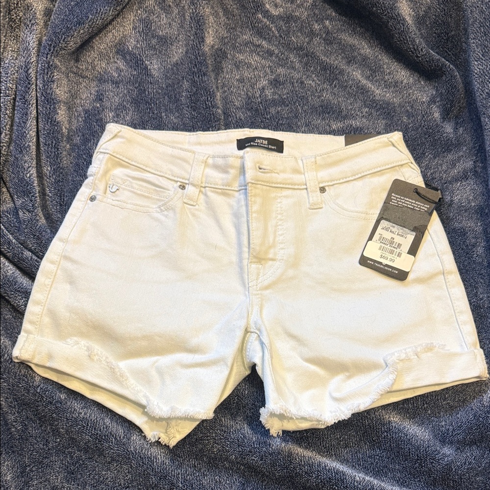 True Religion Women's Cream Jean Shorts